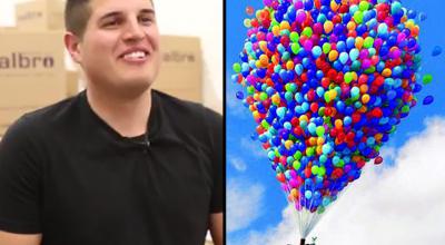 Man Flies with Plastic Chair and Helium-Filled Balloons