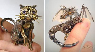 Susan Beatrice's Steampunk Creatures Made From The Parts Of Old Clocks